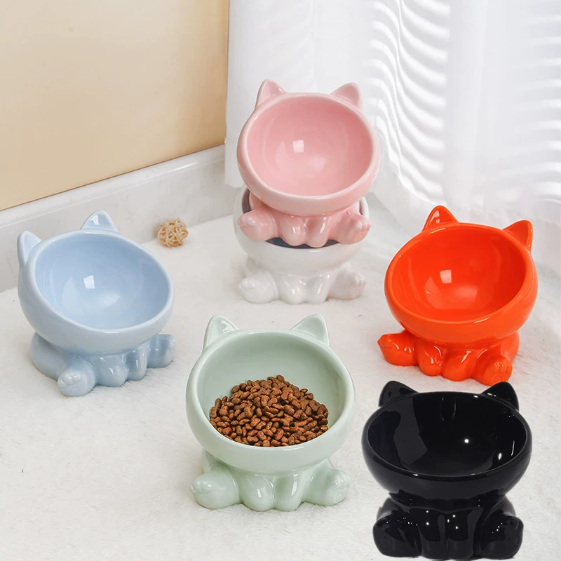 Cute Ceramic Cat Bowl with Hig - Royal Canin Food Medium ulasan dan harga