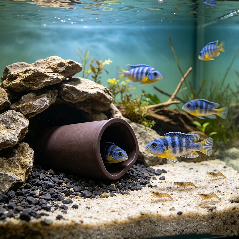 New Fish Tank Cave Aquarium Sh - Hide Cave Ceramic ulasan dan harga