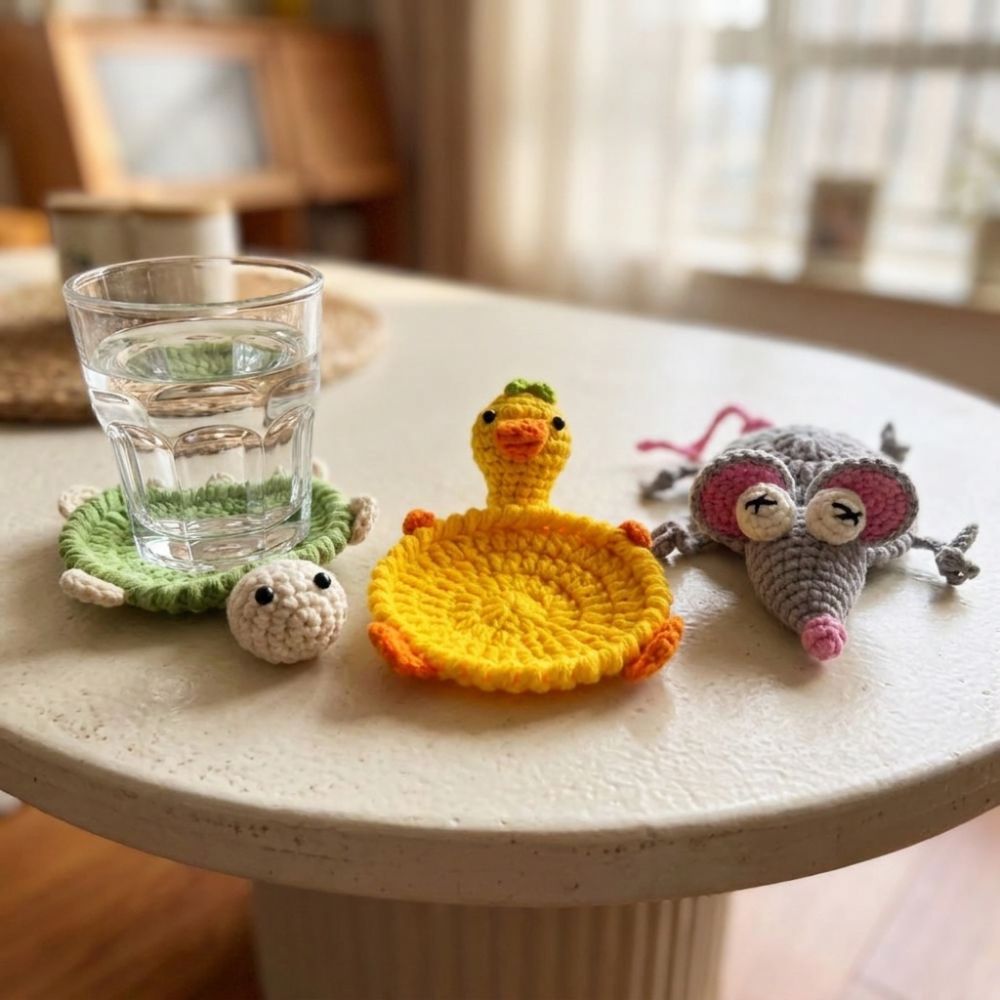 Funny Crochet Turtle Coaster H - Water Dish Reptile ulasan dan harga
